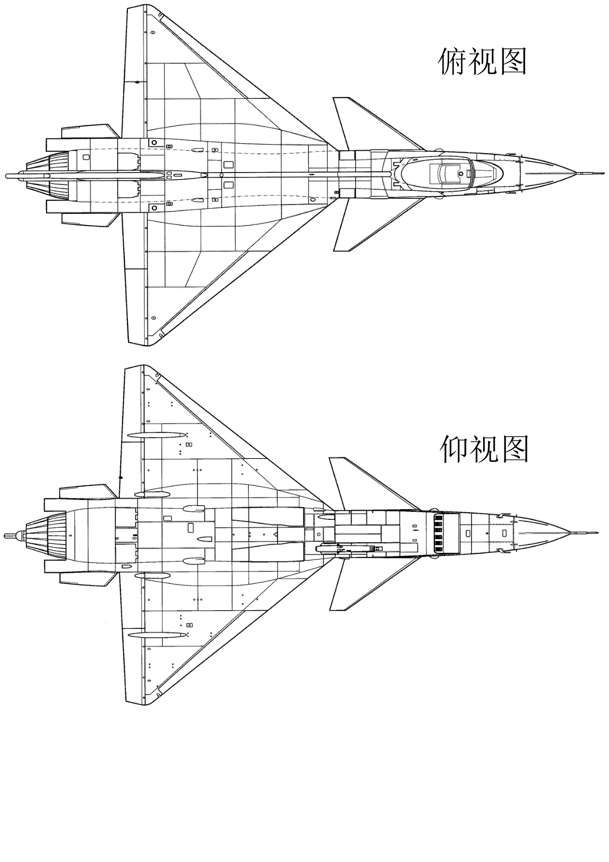 歼十高清图纸外形图三视图左视图右视图仰视图俯视图正视图剖面图